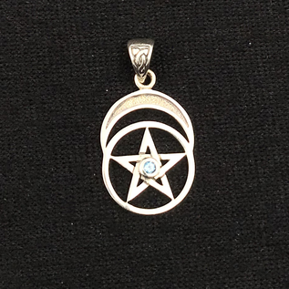Pentacle with Moon and Blue Topaz