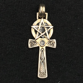 Pentagram Ankh with Moonstone