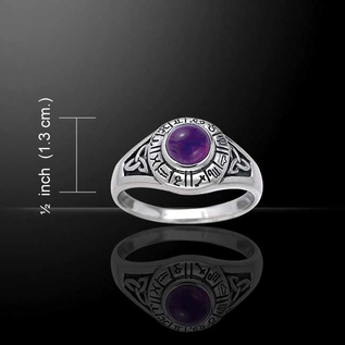 Astrology Wheel Ring with Amethyst (Size 7)