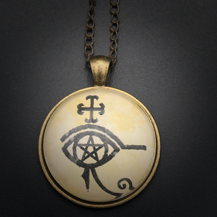 Protection Talisman in Antique Brass with Glass Cabochon