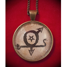 Gay Lust Talisman in Antique Brass with Glass Cabochon