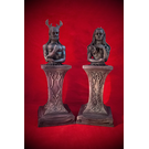 Raven and Stephanie Grimassi Horned God and Moon Goddess Herm Altar Statue Set in Stone Finish