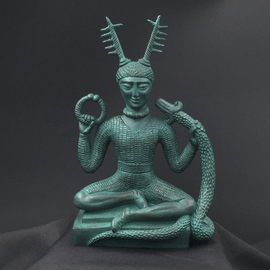 Kernunnos Large Statue in Green Verdigris Finish - 10 Inches Tall