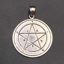 The First Pentacle of Mercury in White Bronze with Orange Agate