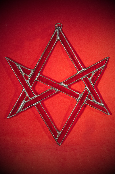 Unicursal Hexagram Suncatcher in Red