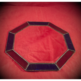 8 Inch Eight-Sided Mirror Featuring a 1 Inch Gold and Blue Border