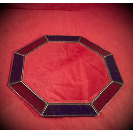 12 Inch Eight-Sided Mirror Featuring a 1 Inch Gold and Blue Border