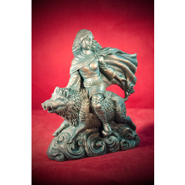 Freya on Boar in Blue Verdigris Finish - 5 1/2 Inches Tall