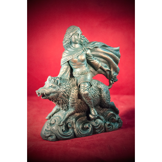 Freya on Boar in Blue Verdigris Finish - 5 1/2 Inches Tall