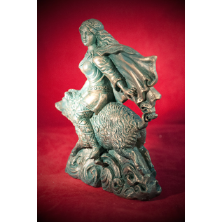 Freya on Boar in Blue Verdigris Finish - 5 1/2 Inches Tall