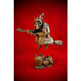 La Befana the Witch Statue in Wood Finish
