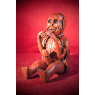 Nazca Flute Player in Red Gray Finish - 4 3/4 Inches Tall
