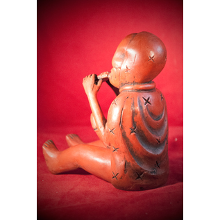 Nazca Flute Player in Red Gray Finish - 4 3/4 Inches Tall