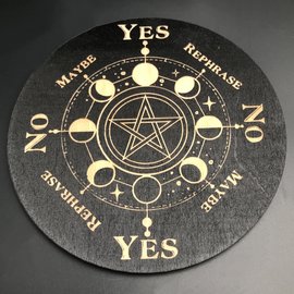 Pentacle with Moon Phases Pendulum Board - 6 inch in Black
