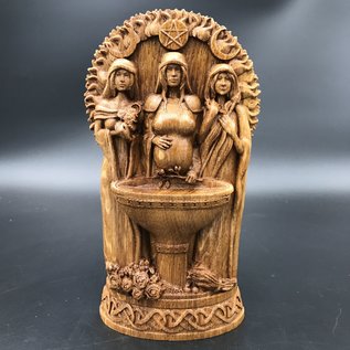 Goddess Brigid Carved Wood Statue - 9 Inches Tall