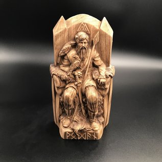 Ash Wooden Statue Odin (Throne) - 7.4 inches Tall