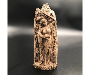 Ash Wooden Gaia Statue - 8 Inches Tall - Hex: Old World Witchery