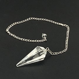 Crystal Quartz 12 Faceted Pendulum