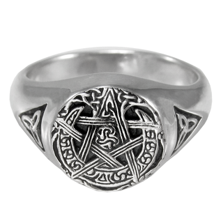 Sterling Silver Moon Pentacle Ring Size 10