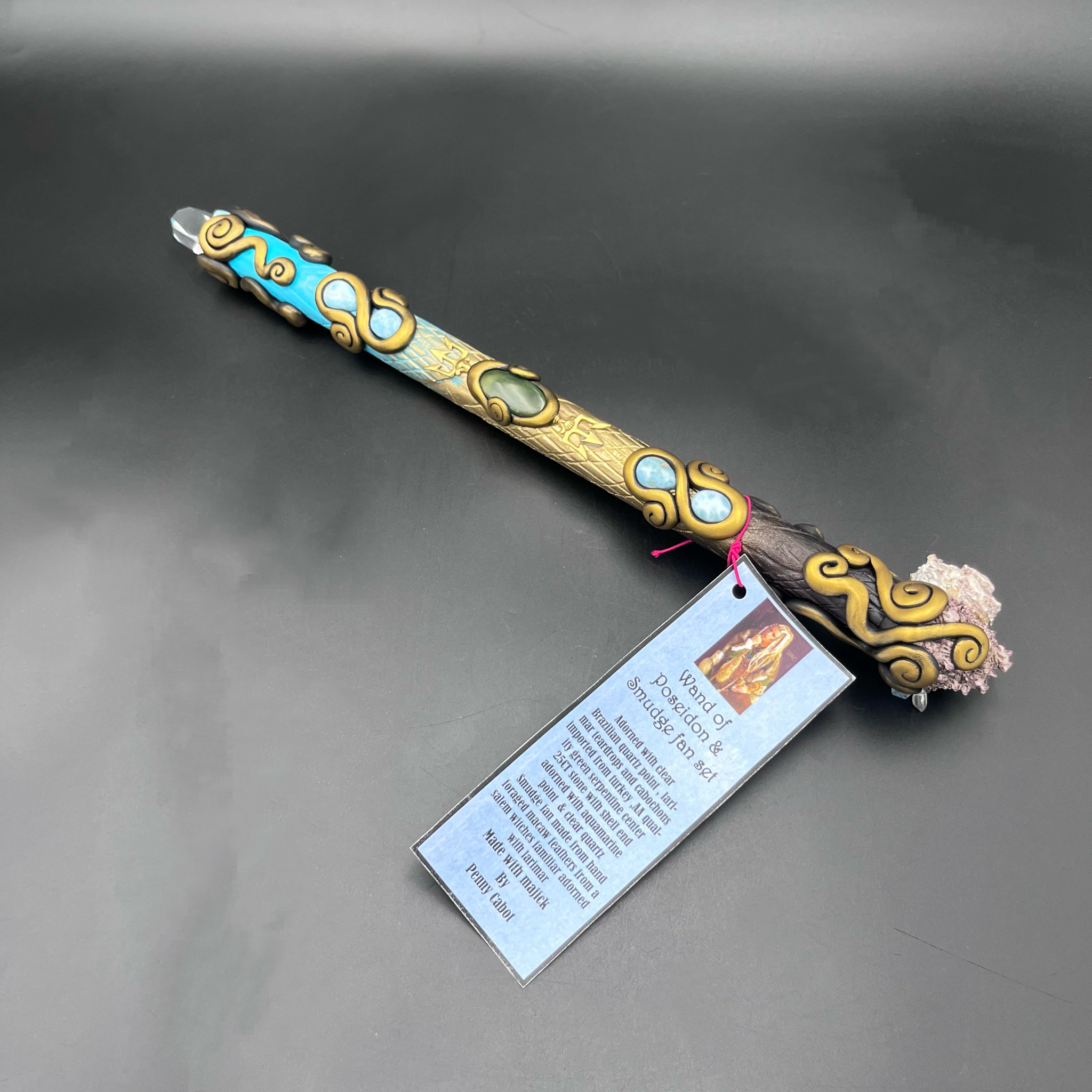 Wand of Poseidon & Smudge Fan Set