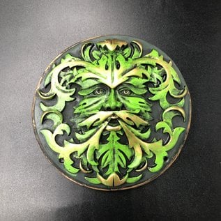 Green Man Plaque in Green & Black