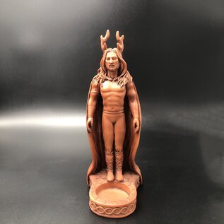 Horned God Votive Statue in Red Finish - 7 3/4 Inches Tall