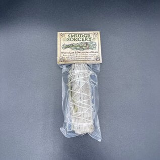 White Sage and Sweetgrass Smudge Wand - 4 Inches