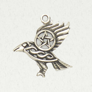 Pentacle of the Raven Pendant in Lead-Free Pewter