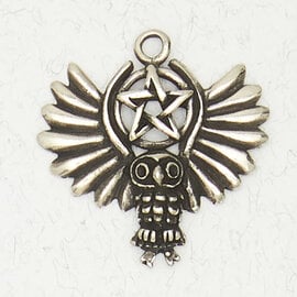 Pentacle of the Owl Pendant in Lead-Free Pewter