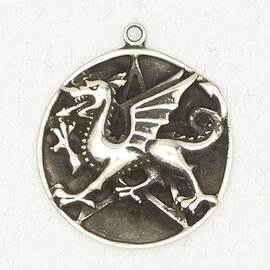 Pentacle of the Dragon Pendant in Lead-Free Pewter