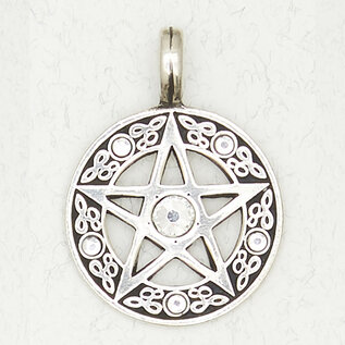 Pentacle with Accent CZs Pendant in Lead-Free Pewter