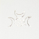 Pentacle with Triple Moon Pendant in Lead-Free Pewter