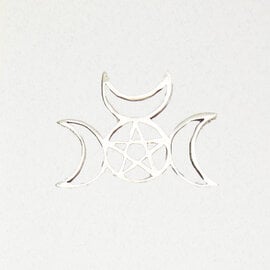 Pentacle with Triple Moon Pendant in Lead-Free Pewter