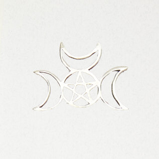 Pentacle with Triple Moon Pendant in Lead-Free Pewter