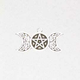 Pentacle with Triple Moon Pendant in Lead-Free Pewter