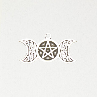 Pentacle with Triple Moon Pendant in Lead-Free Pewter