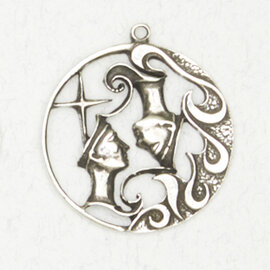Gemini Zodiac Talisman Pendant in Lead-Free Pewter