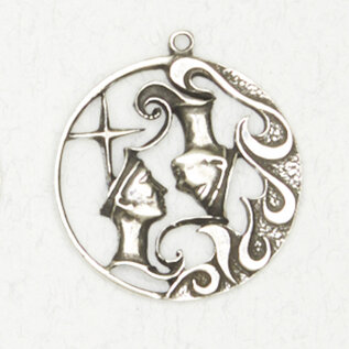 Gemini Zodiac Talisman Pendant in Lead-Free Pewter