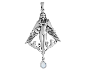 Sterling Silver Freya Pendant with Rainbow Moonstone