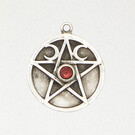 The Pentacle with Accent Stone Pendant in Lead-Free Pewter