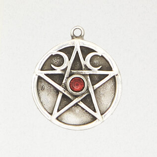 The Pentacle with Accent Stone Pendant in Lead-Free Pewter