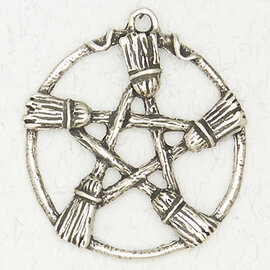 The Witch's Broom Pendant in Lead-Free Pewter