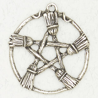 The Witch's Broom Pendant in Lead-Free Pewter