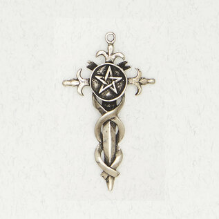 Pentacle of the Sword Pendant in Lead-Free Pewter