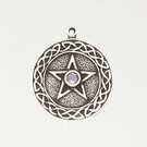 The Pentacle with Accent Stone Pendant in Lead-Free Pewter