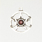 Triple Moon Pentacle w/ Accent Cabochon Pendant in Lead-Free Pewter