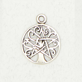 Pentacle in Tree of Life Pendant in Lead-Free Pewter