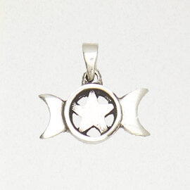 Triple Moon  Pentacle Pendant in Lead-Free Pewter
