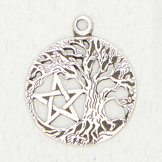 Pentacle in Tree of Life Pendant in Lead-Free Pewter