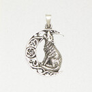 Pentacle of the Howling Wolf Pendant in Lead-Free Pewter